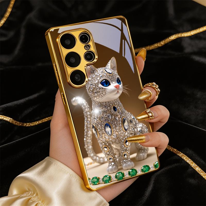 Золотой Чехол для Телефона Diamond Glow Art Для Samsung A50 A51 A52 A53 A54 A55 A56 A57 A71 A72 A73 A31 A32 A34 A36 A37 A30s Стеклянная Крышка