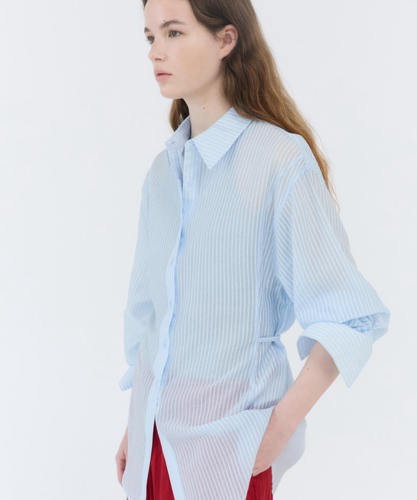 GBH APPAREL Sheer Strap Blouse / Light Blue