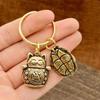 Zodiac Horse Five Emperors Money Pendant Lucky Cat Keychain Chinese Feng Shui Coins Key Ring Bring Wealth Fortune
