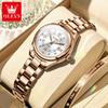 OLEVS New Quartz Watches for Women Solid Steel Strap Elegant Fashion Diamond Dial Woman Watch Waterproof Ladies Wristwatch 5683