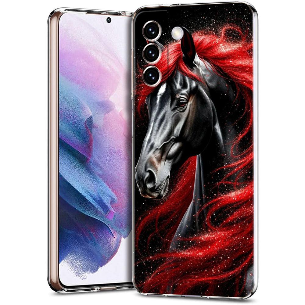 Прозрачный чехол-бампер для Samsung Galaxy S25 S24 S23 S22 S20 S21 FE Ultra S24 S23 S10 S10E Plus 5G с рисунком лошади/животного