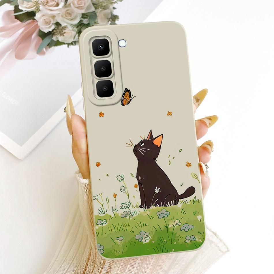 For Infinix Hot 70 X6895 Cute Cat Flower Cartoon Phone Case For Infinix Hot70 Soft Silicone Covers Bumpers