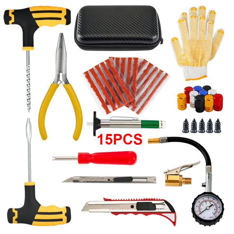 Новый комплект для ремонта автомобильных шин Инструменты для устранения проколов Аварийная ситуация при проколе шин для универсальных полосок для шин Набор инструментов для ремонта клея для перемешивания