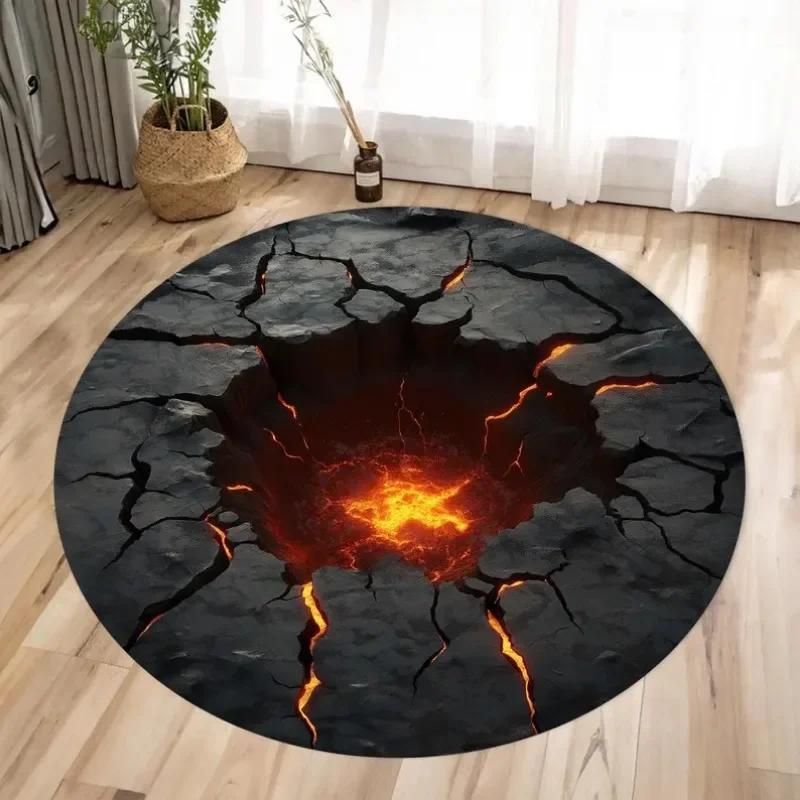 Круглый ковер 3D Подводный мир – Коврик с иллюзией акулы и рыб – Нескользящий океанический ковер для детской комнаты, декор для гостиной