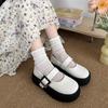 Big Head and Small Leather Shoes, New Models In Autumn and Winter 2025, Simple Shallow Mouth Thick-soled Muffin, One Word Mary Jane Boat Shoes, Sing