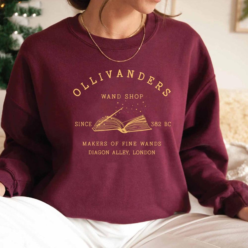 Wizard Book Shop Sweatshirt HP Sweater Magic Wizard Hoodies Women Long Sleeve Sweatshirts Book Nerd Pullover Fans Gift Hoodie