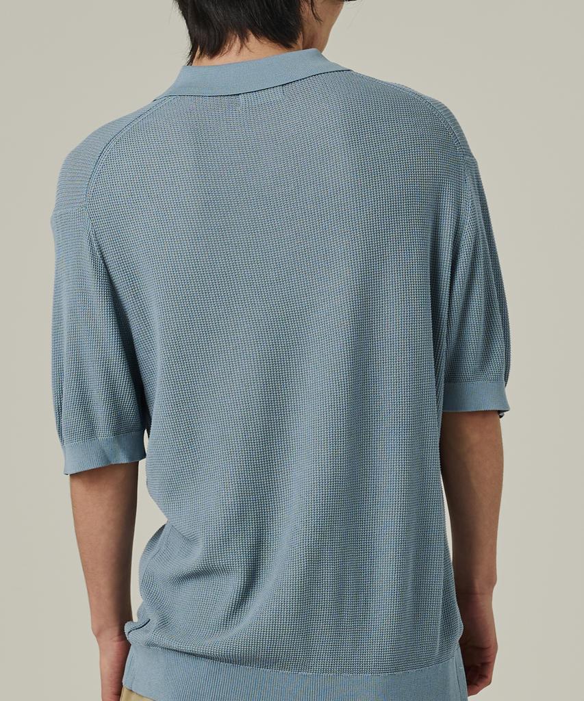 ANALOG MOOD Neff Open Collar Short Sleeve Knit (Light Blue)