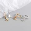 925 Silver Butterfly Hoop Earrings for Women Shiny CZ Gold Silver Jewelry Gifts