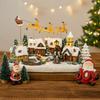 Resin Christmas Glowing Village 3-Elk Reindeer with Music Christmas Flying Reindeer Gift LED Lighted Xmas Festival Craft Decor