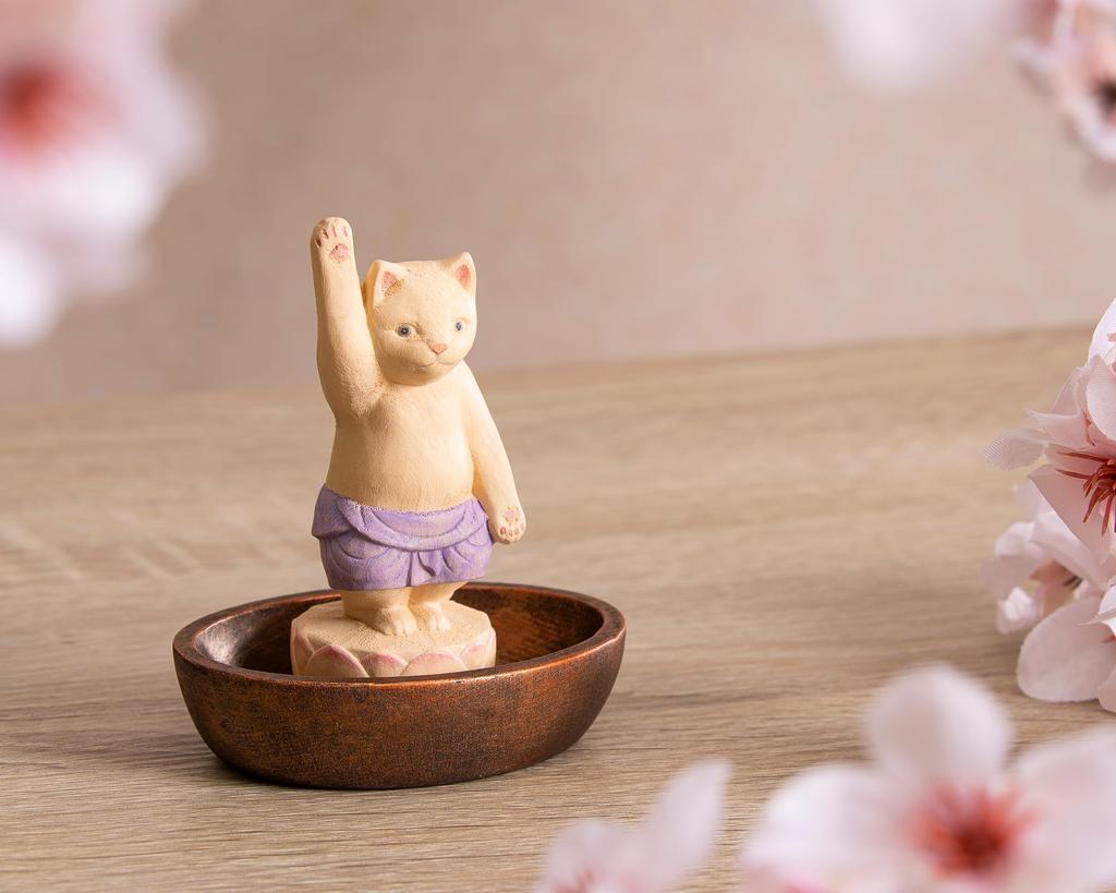 Cat Birth of Original Sculptor and Butsuya Sakai Wooden Carving Buddha Statue Lucky Feng Shui Ornament Tanjo Buddha, Shakyamuni, Supervisor - Figure,