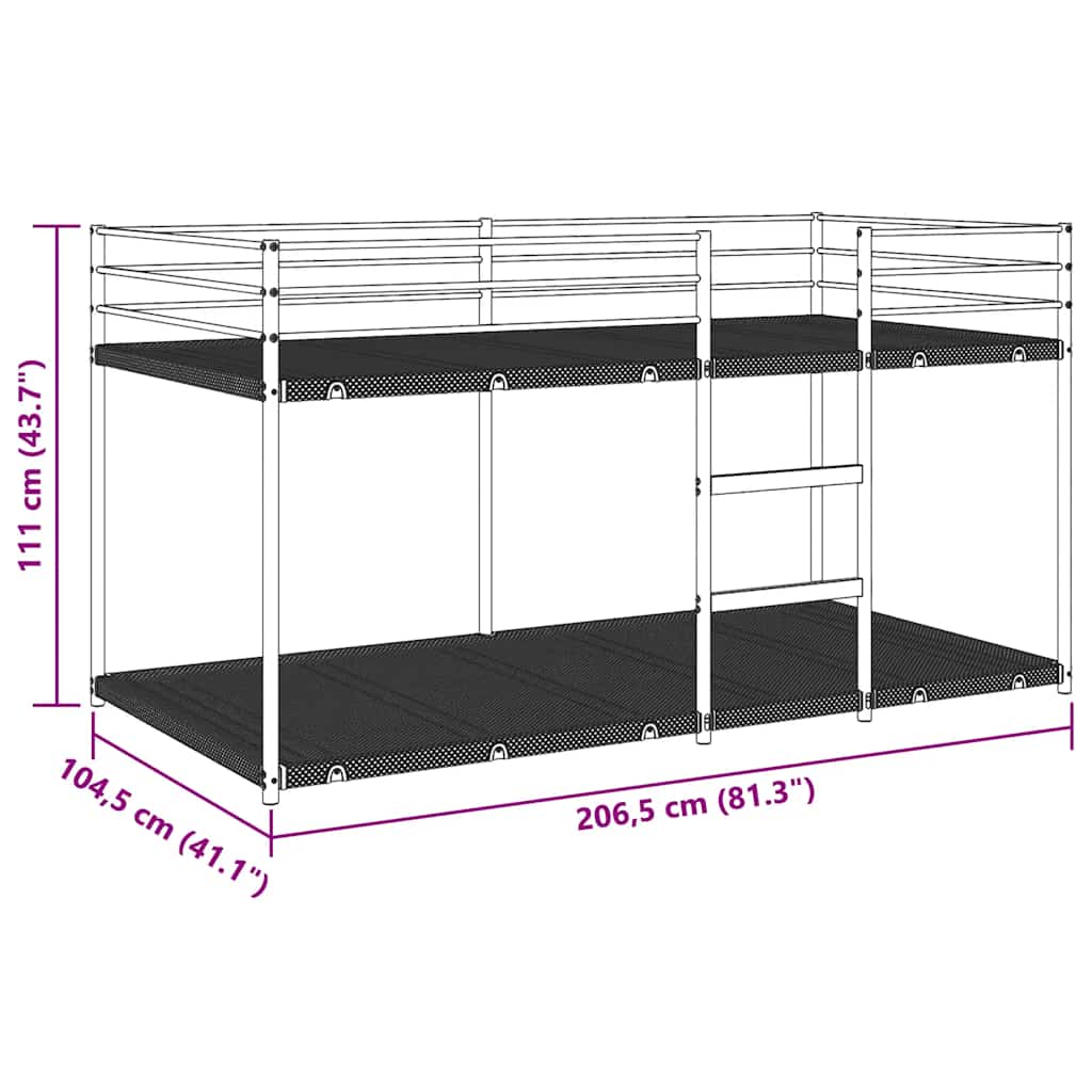Bunk Bed without Mattress White 100 x 200 cm Steel