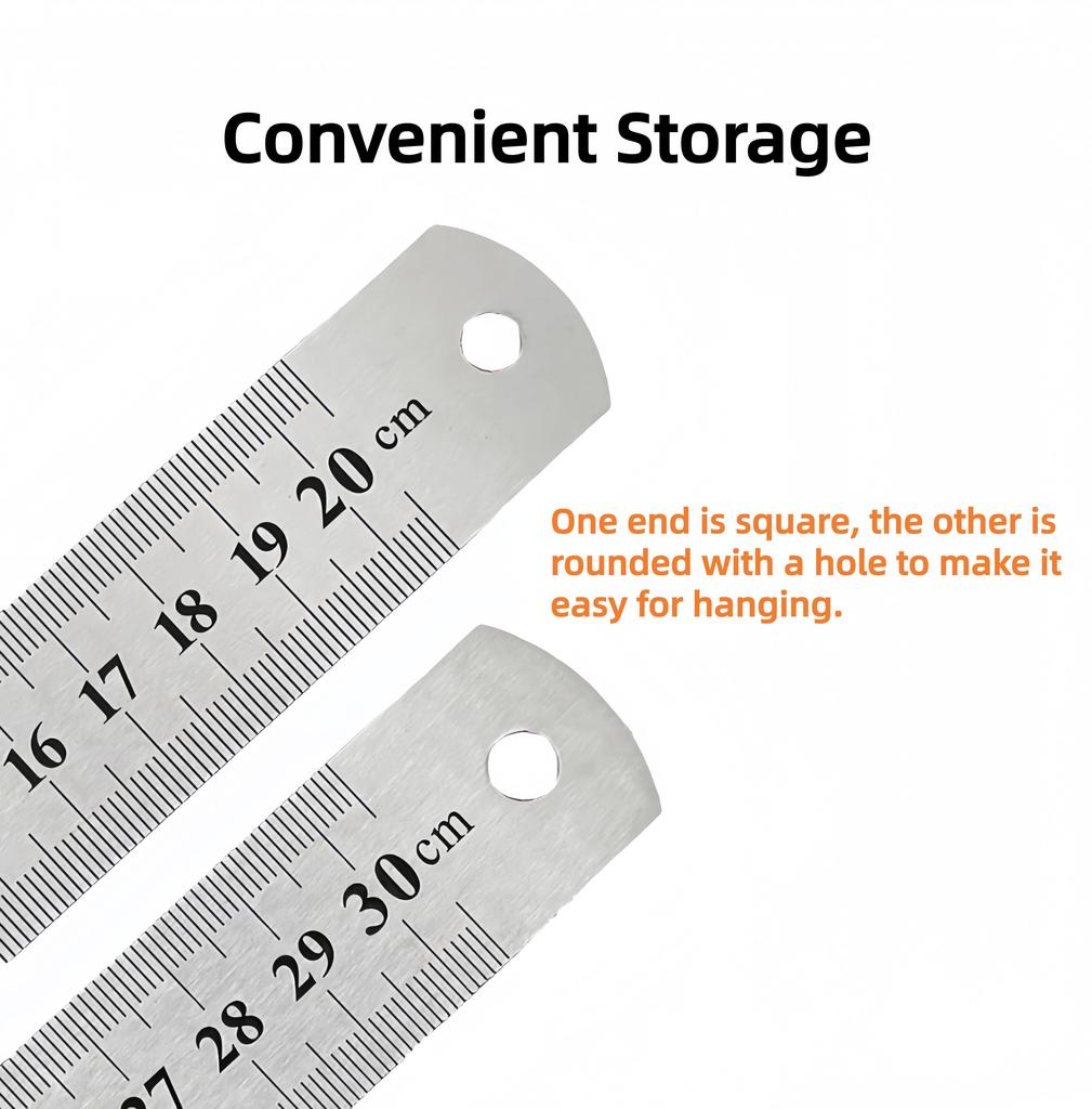 Двусторонняя утолщенная линейка из нержавеющей стали (15-50 см / 6-20 дюймов) для рукоделия и черчения