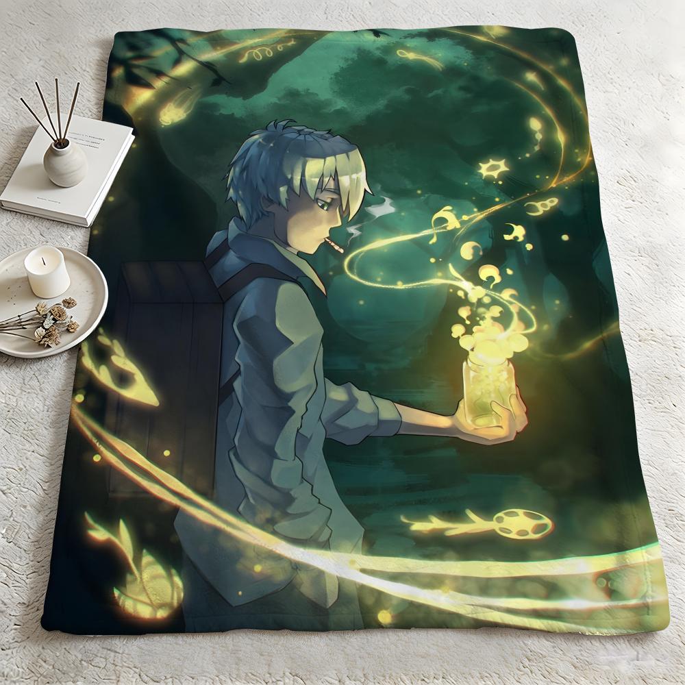 anime MMushishiI Throw Warm Soft Flannel Blanket Multiuse for Sofa Bed Camping Travel Nap