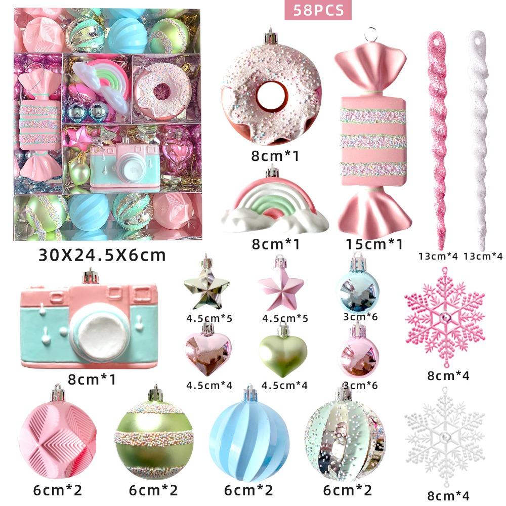 Fashion Plastic Macaroon Christmas Ball Set Multicolor Suspensable Xmas Ornament Ball Christmas Tree Balls Party