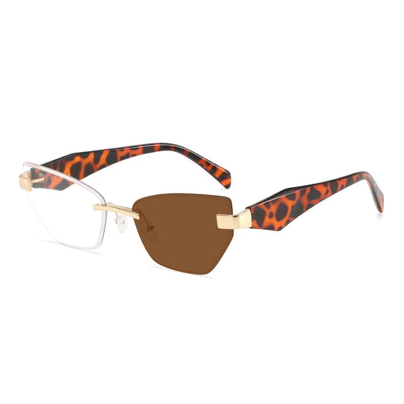 New irregular European and American sunglasses women's tide frameless sunshade outdoor travel street cat eye sunglasses