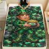 1Pc St.Patrick's Day Print Flannel Blanket, High quality Comfortable for All Seasons, Home Decor, Warmth and Comfort, Perfect for Christmas Gifts W71