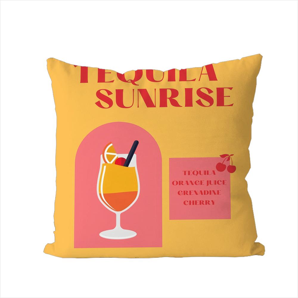 Tequila Sunrise CCocktail Pillow Case For Car Sofa Decorative Home Doublesided Print Plush Square Throw Pillow Cushion Cover
