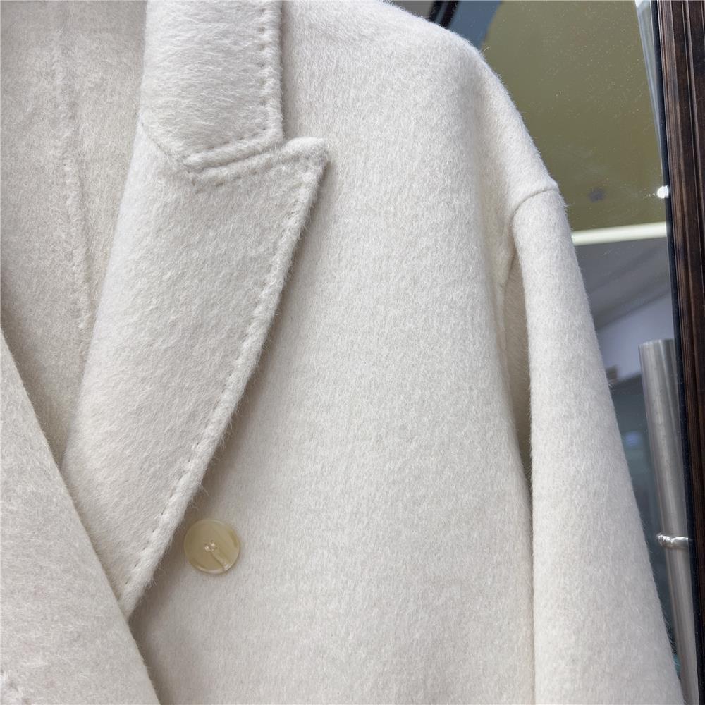 French Style Double-Breasted Reversible Wool Tweed Coat Women's Mid-Length Cashmere Blend Versatile Chic