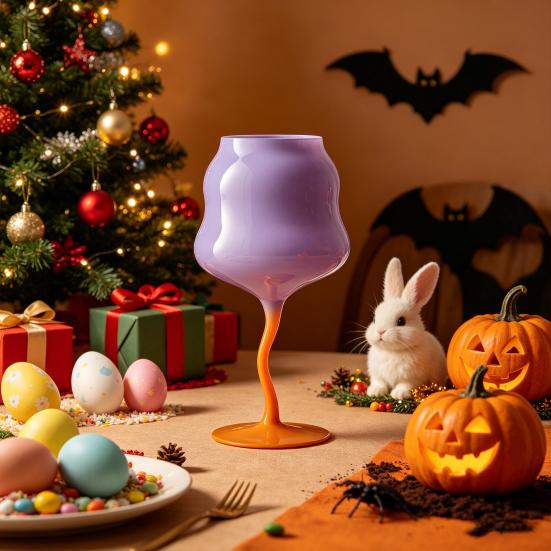yangyizhi Glass Goblet, Wave Cup, Creative Decorative Cocktail Glassware, Novelty Bar Goblet Tool for Wine Cocktails Juices