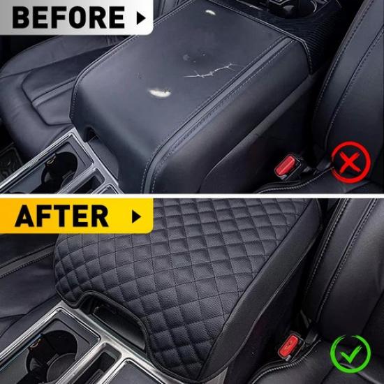 Black Console Center Cushion Lid Pad Armrest Cover Skin Fits Ford F150 F250 F350