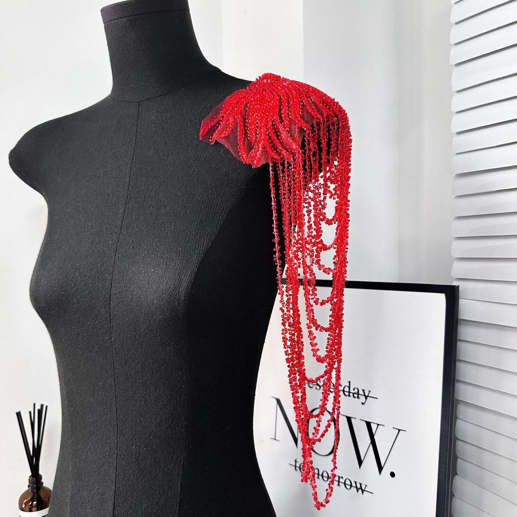 Solid Color Beads Fringed Shoulder Clothing Accessories Retro Gorgeous European And American Dresses Wedding Clothing Accessories Shoulder Chain