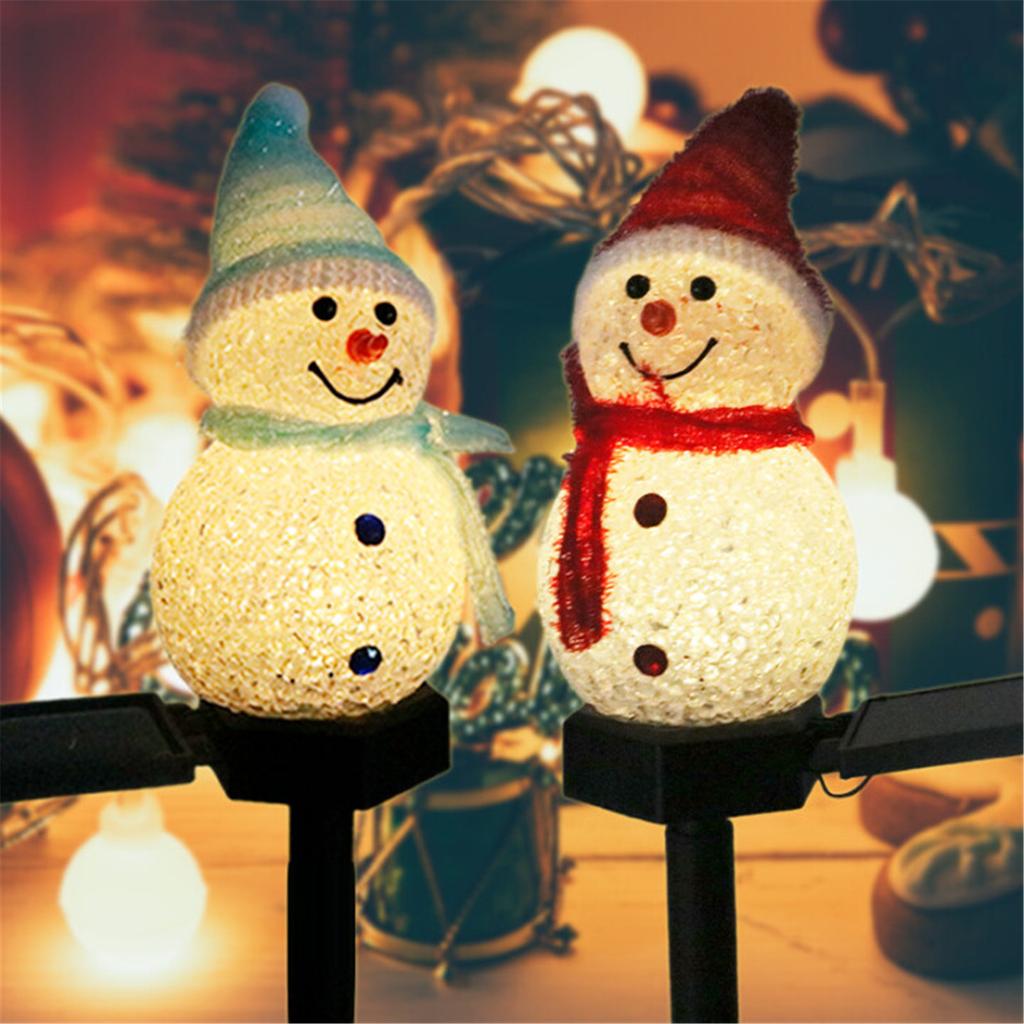 Christmas Solar Snowman Light Outdoor Waterproof Snowman Christmas Stake Solar Light Garden