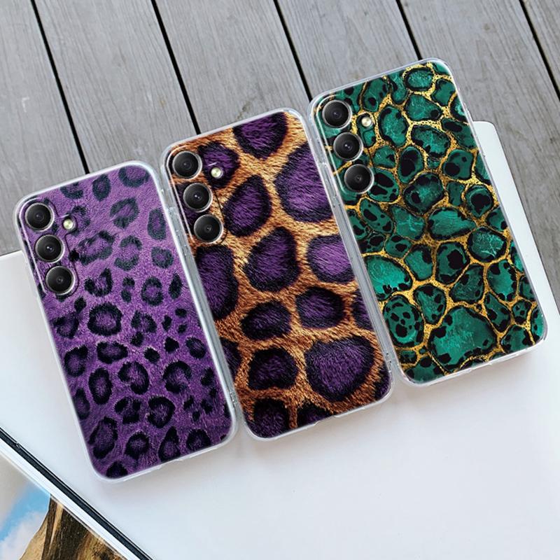 Мягкий прозрачный силиконовый чехол Leopard для Xiaomi Redmi Note 13 14T 15 Samsung A55 A35 S24 FE S25 iPhone Huawei Honor 200 Camera Защитный противоударный чехол