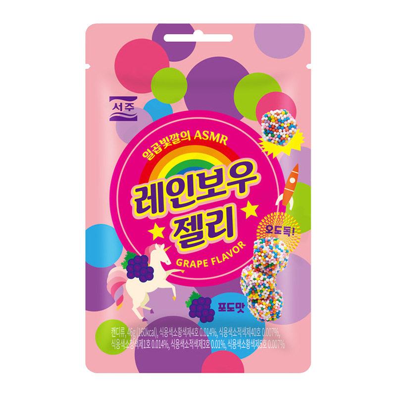 SEOJU Радужные Мягкие Конфеты 46 г, 2 вкуса | Насыщенный Фруктовый Вкус, Тягучая Разноцветная Текстура, Удобный Перекус