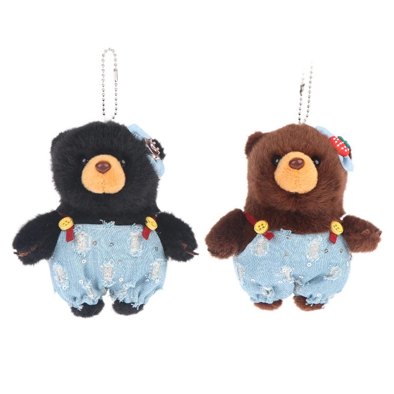 Kawaii Bear Plush Keychain Cartoon Stuffed Doll Pendant Durable Clip for Backpack Handbag Girls Daily Decor