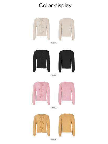 Diyun 2024 Осень/Зима Женский Повседневный Кардиган Свитер На Шнуровке