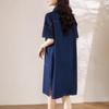 New Plus Size Women's Denim Dress Casual Shirt Collar Loose Straight Tube Dress Half Open Cardigan Casual  Dress