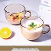Коричневая стеклянная кружка для завтрака с овсянкой, с крышкой и ложкой