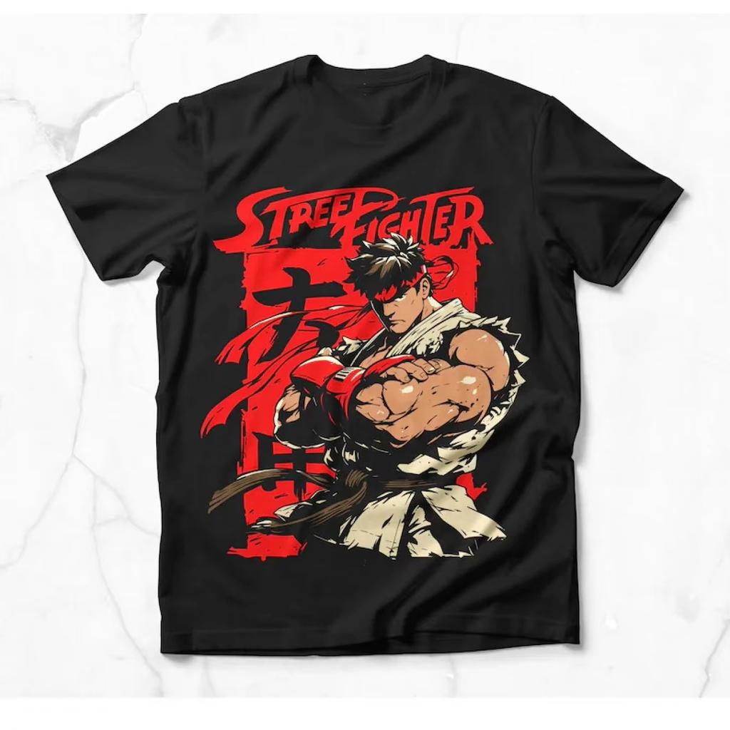 Street Fighter Ryu Retro Gaming Graphic Tshirt Unisex Unisex Vintage Arcade Casual Cotton Short Sleeve Streetwear Tee