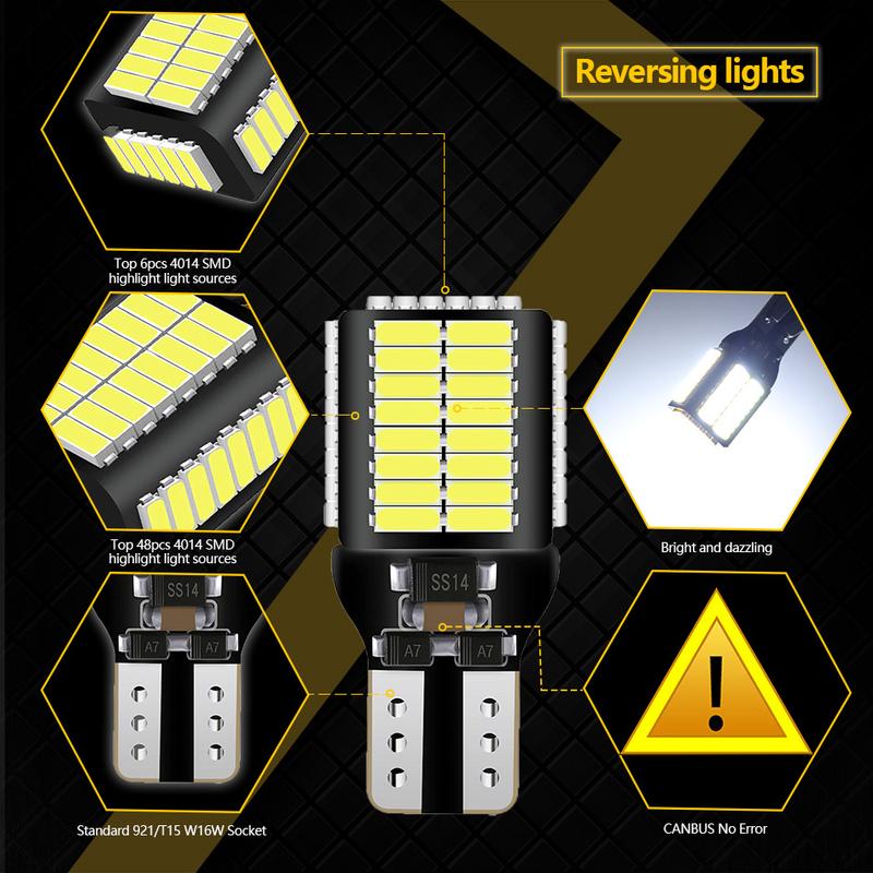 High Power T15 Led 3600LM Canbus T16 Reversa Lights for Car Bulb Back Up W16W No Hyper Flash Xenon White 6500K Voiture Lamp Luz