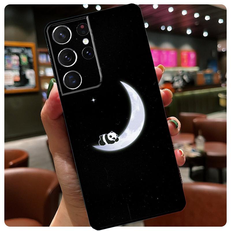 Cute Cartoon Panda Phone Case For Samsung Galaxy S25 Ultra S20 S21 S22 S23 S24 Ultra S9 S10 Plus S25 FE Cover