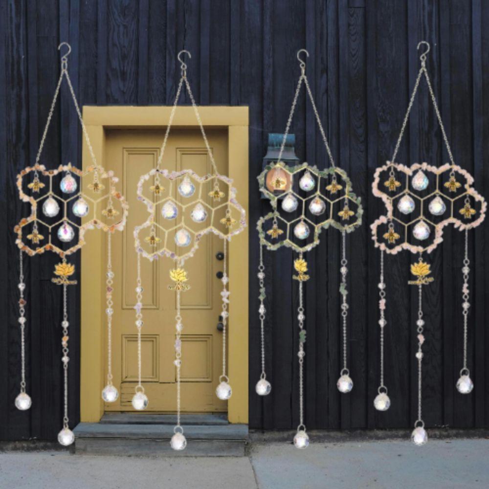 Natural Beehive Crystal Sun Catcher Hanging Wind Chimes Pendant  Bedroom Balcony Patio