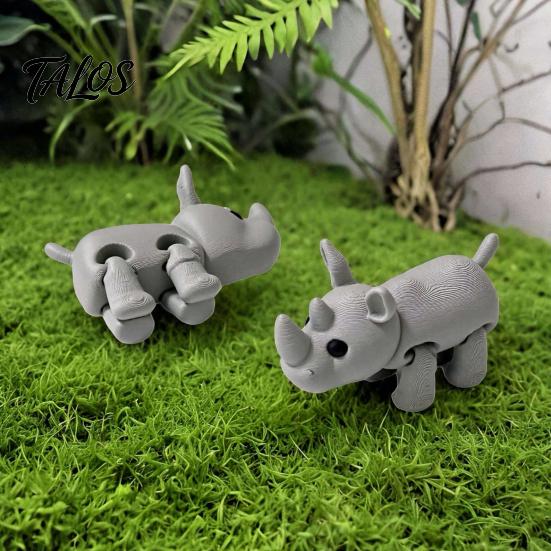 Гладкий Край Модель Носорога 3D Печатная Вязаная Фигурка Носорога, Мини Игрушка-Антистресс со Статуэткой для Коллекционирования, Подвижные Суставы, Фигурка Дикого Животного для