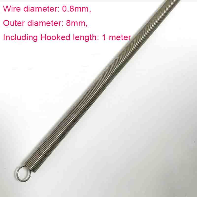 1 Meter Custom Long Extension Spring Steel Tension Spring with Hooks 0.8mm Wire Diameter Outer Diameter 5-12mm 1000mm Length