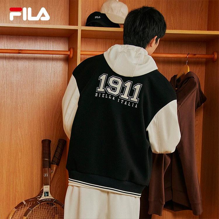 Fila Куртка бейсбольная унисекс с принтом букв, на одной пуговице, комбинированная, свободного кроя, с длинными рукавами, белая, молочно-белая F11U339701FIV
