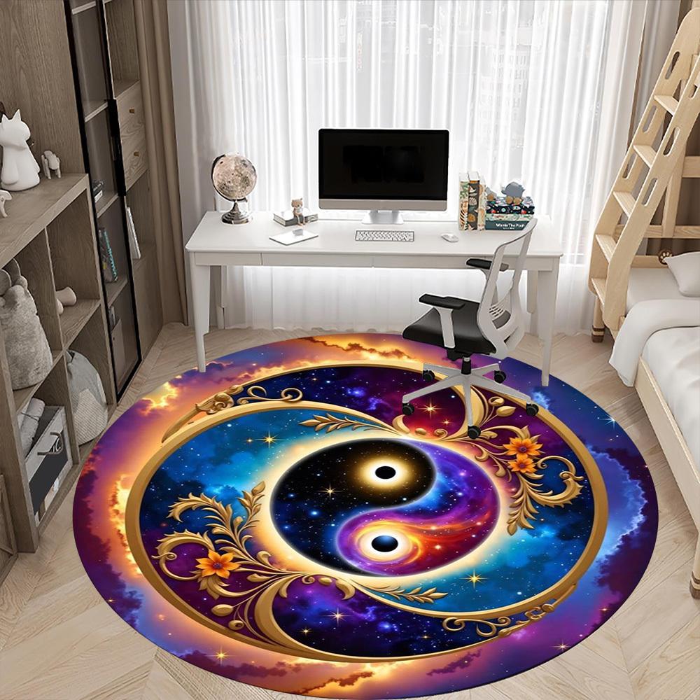 1pc Cosmic Yin Yang Symbol Chair Carpet for Office Non-Slip Mat for Office - Decorative Floor Mat  yy251030222