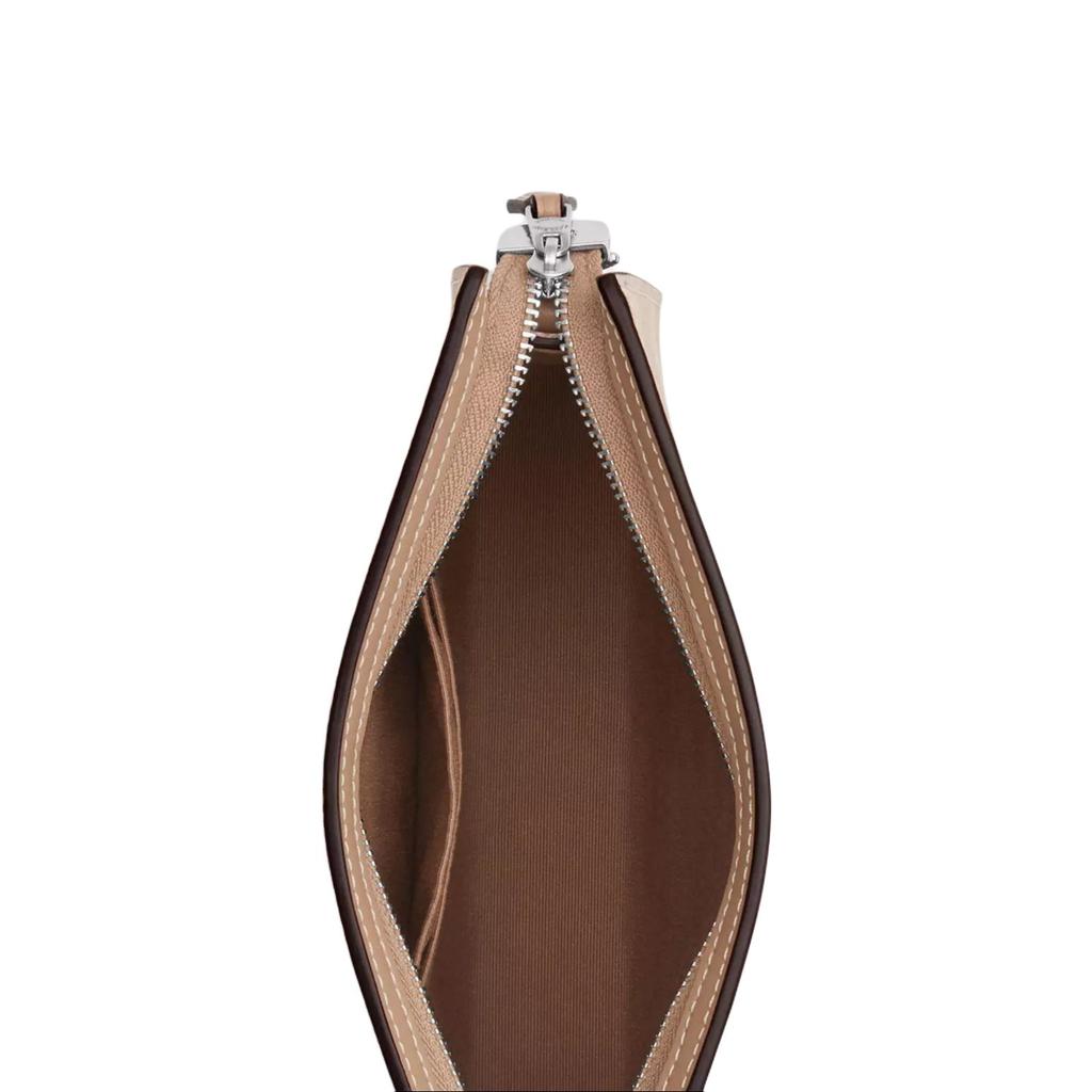 Coach Signature Canvas 20 Тонкая Сумка через плечо на цепочке с узором Color Block из Покрытого холста Маленькие Женские сумки Серебристый Бежевый Коричневый CAR12-SVPWH