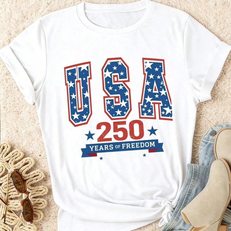 250th Anniversary of The United States 17762026 American Flag Print Independence Day Celebration Patriotic July Day Top