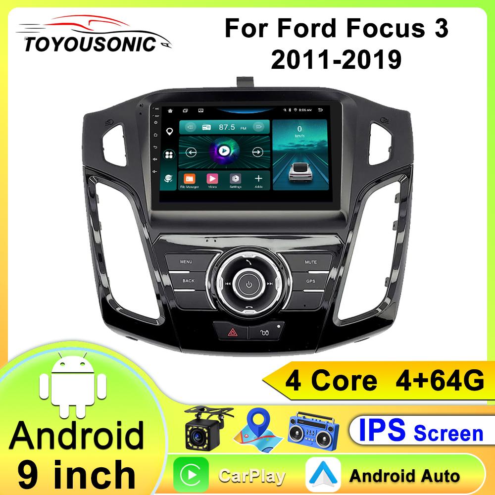 Автомобильный видеоплеер Toyousonic для Ford Focus 3 2011-2019 GPS-навигация Встроенный DSP Carplay Автомагнитола Головное устройство Android