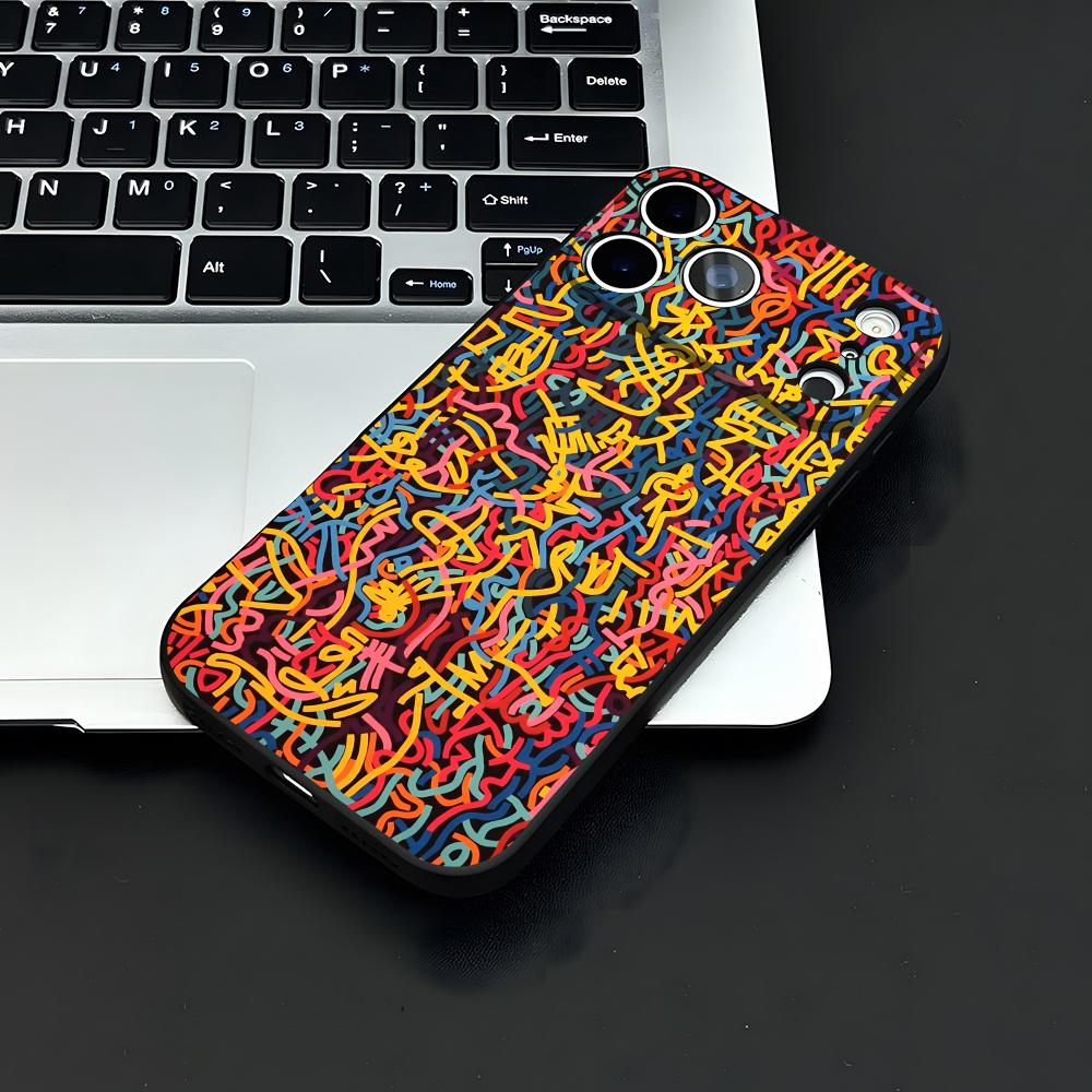 Artist K-H-haring Phone Case For IPhone 17 Air 16 E Pro Max 15 14 13 Mini 12 Pro 11 Max Plus Black Soft Shell
