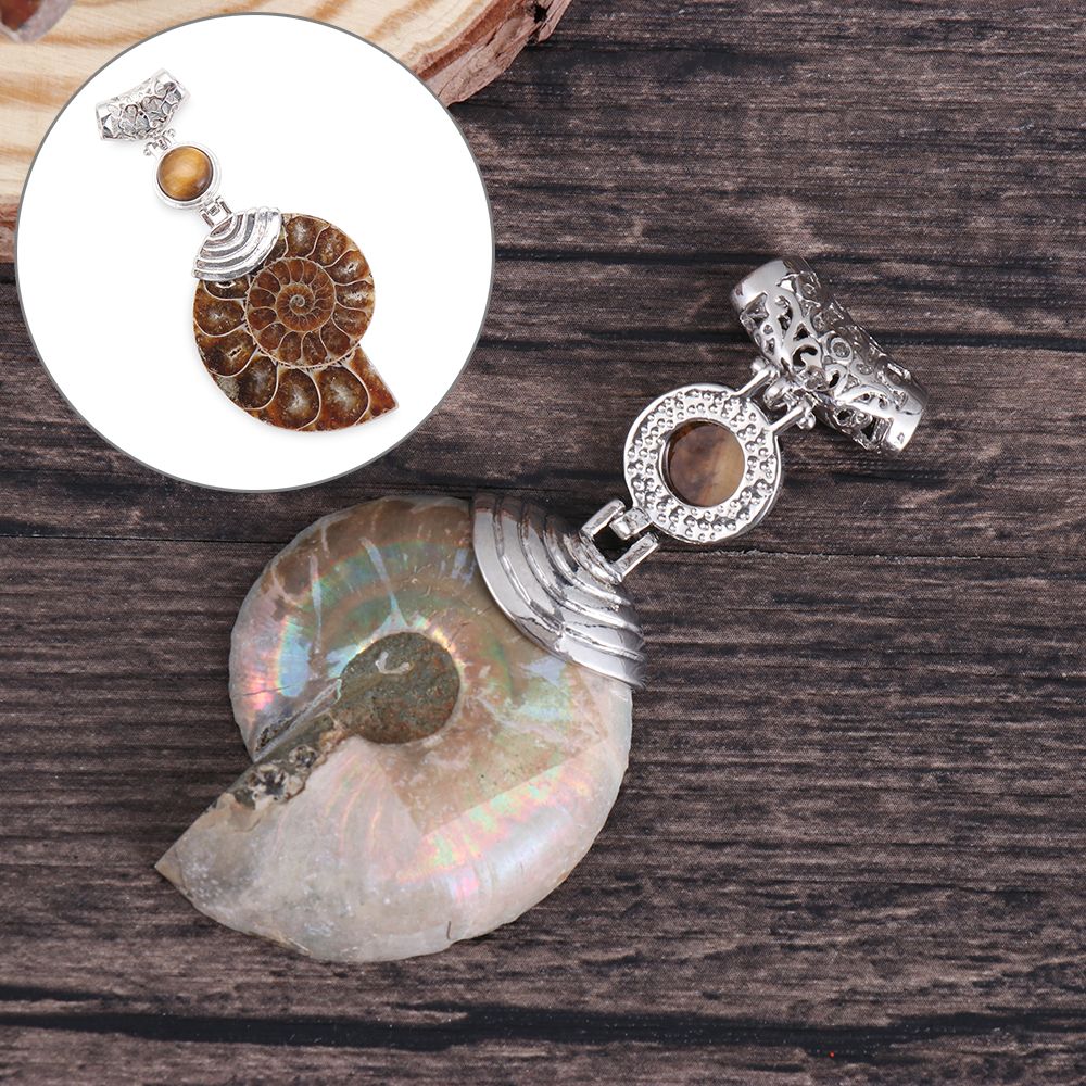 Stone Beads Natural Spiral Pattern Cabochon Conch Shell Stone Pendant Ammonite Fossil Stone Pendant