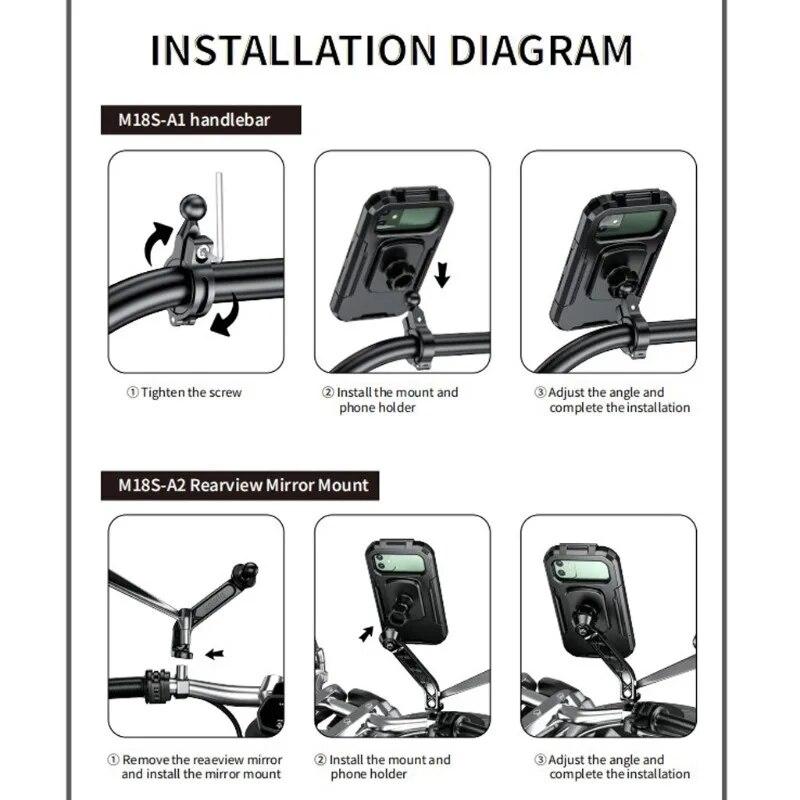 Waterproof Case Bike Motorcycle Phone Holder Handlebar Rear View 4.7 To 6.8" Cellphone Mount Bag Motorbike Scooter Phone Stand