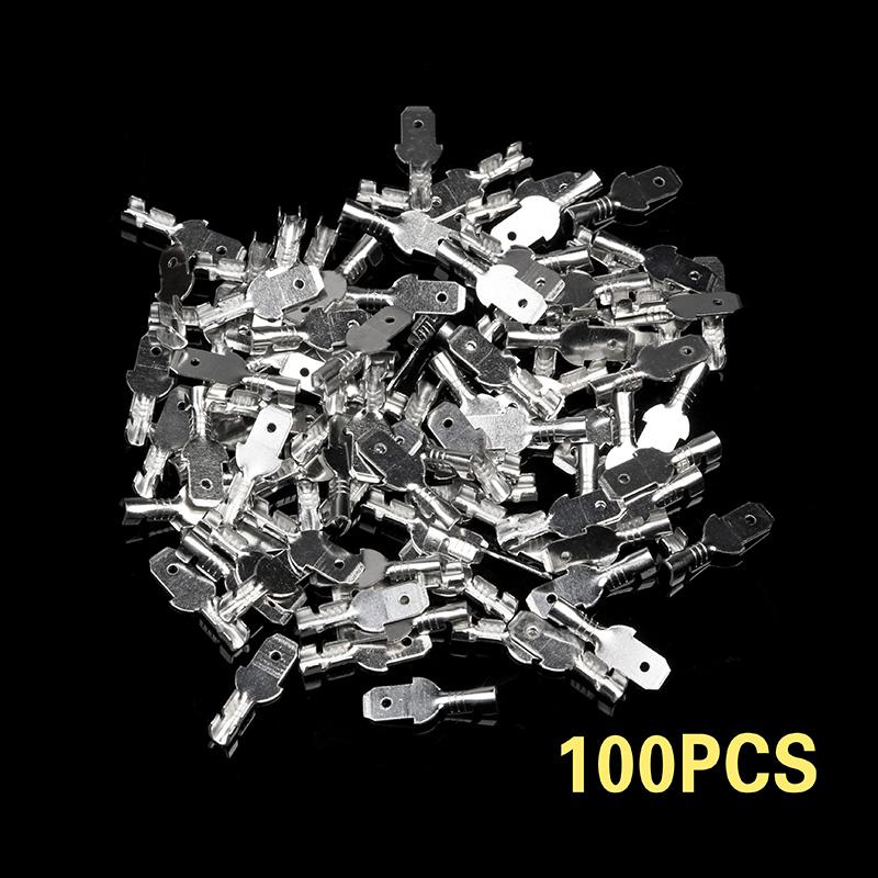 100PCS 2.8/ 4.8mm/6.3mm Crimp Terminal Female/Male Gold Brass Car Speaker Electric Wire Connectors Crimping Terminals Part