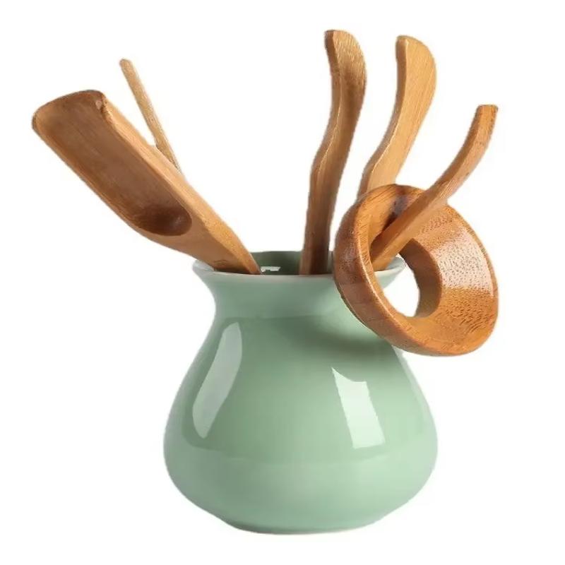 5 шт./комплект Набор посуды для чайной церемонии Гунфу Бамбуковые чайные ложки Игла для чая Пинцет Зажимы Ситечко Щипцы Трубка Чайная посуда Инструмент для древнего искусства