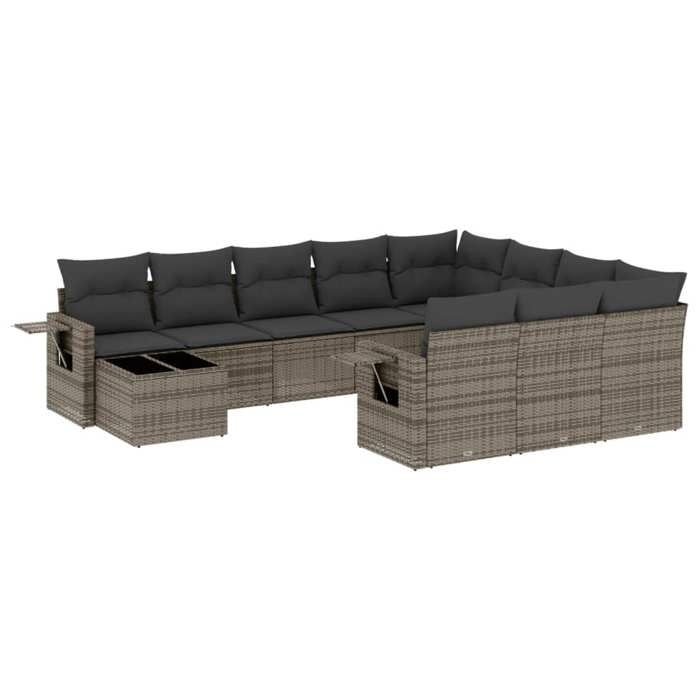 VidaXL Salon de Jardin avec Coussins 11 pcs, Canapés de Terrasse, Ensemble de Meubles de Patio, Mobilier d'Extérieur, Gris 3253067