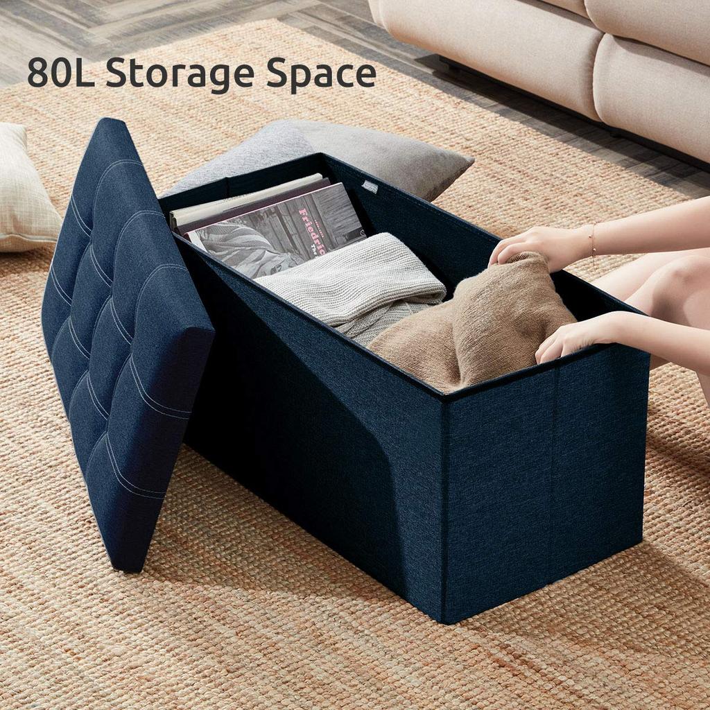 YOUDENOVA Складное хранение с пуфом и подходит для гостиной и изготовлено из табурета грузоподъемностью 160 кг, двухместный, хранение, подставка для ног, комнаты,